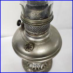 Antique Aladdin Kerosene Nickel Lamp Base with Burner Made In Usa Excellent Cond