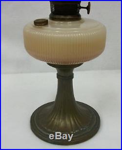 Antique Aladdin Kerosene Oil Lamp Rose Moonstone Vertique & Brass All Original