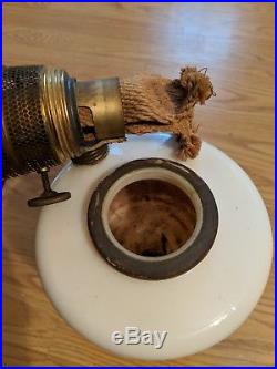 Antique Aladdin Kerosene Oil Lamp Swirl Glass NuType Burner