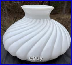 Antique Aladdin Kerosene Oil White Milk Glass Ribbed Swirl Lamp 10 Shade