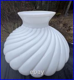 Antique Aladdin Kerosene Oil White Milk Glass Ribbed Swirl Lamp 10 Shade