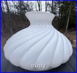 Antique Aladdin Kerosene Oil White Milk Glass Ribbed Swirl Lamp 10 Shade