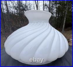Antique Aladdin Kerosene Oil White Milk Glass Ribbed Swirl Lamp 10 Shade
