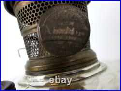 Antique Aladdin Lamp Corinthian Black Glass Foot Clear Font Oil Lamp 12 1/2
