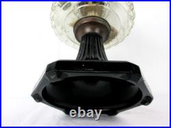 Antique Aladdin Lamp Corinthian Black Glass Foot Clear Font Oil Lamp 12 1/2