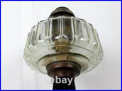 Antique Aladdin Lamp Corinthian Black Glass Foot Clear Font Oil Lamp 12 1/2