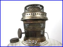 Antique Aladdin Lamp Corinthian Black Glass Foot Clear Font Oil Lamp 12 1/2