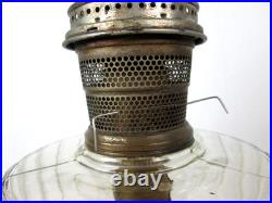 Antique Aladdin Lamp Corinthian Black Glass Foot Clear Font Oil Lamp 12 1/2