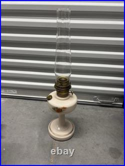 Antique Aladdin Lamp Hand Painted Oil Lamp Pink With Flower Paintings