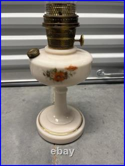 Antique Aladdin Lamp Hand Painted Oil Lamp Pink With Flower Paintings