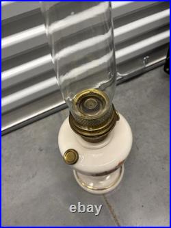 Antique Aladdin Lamp Hand Painted Oil Lamp Pink With Flower Paintings