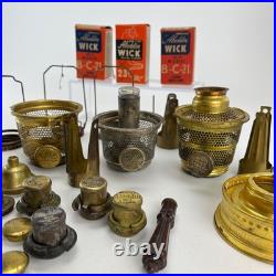 Antique Aladdin Lamp Parts Lot Nu Type Model 11 Burners Wicks Gallery Parts