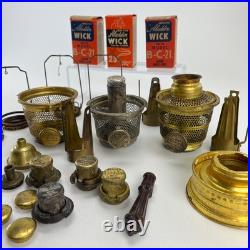 Antique Aladdin Lamp Parts Lot Nu Type Model 11 Burners Wicks Gallery Parts