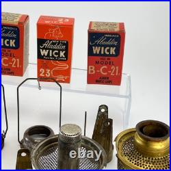 Antique Aladdin Lamp Parts Lot Nu Type Model 11 Burners Wicks Gallery Parts