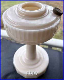 Antique Aladdin Lincoln Drape Pink Ivory Oil Kerosene Table Lamp