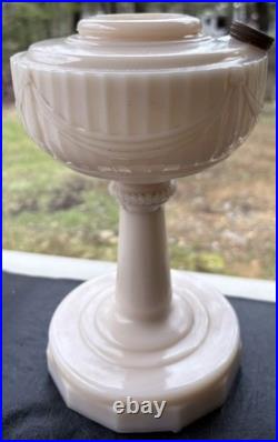 Antique Aladdin Lincoln Drape Pink Ivory Oil Kerosene Table Lamp