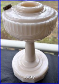 Antique Aladdin Lincoln Drape Pink Ivory Oil Kerosene Table Lamp