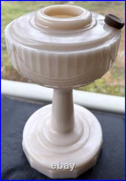 Antique Aladdin Lincoln Drape Pink Ivory Oil Kerosene Table Lamp