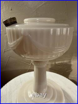 Antique Aladdin Lincoln Drape Table Lamp Base White Alacite c. 1940