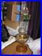 Antique Aladdin MODEL B Amber Glass Washington Drape Pattern Oil Lamp w Chimney