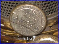 Antique Aladdin MODEL B Amber Glass Washington Drape Pattern Oil Lamp w Chimney