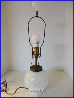 Antique Aladdin Milk Glass Moonstone Floral Lamp with Original Finial Electric