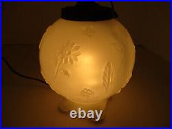 Antique Aladdin Milk Glass Moonstone Floral Lamp with Original Finial Electric #2