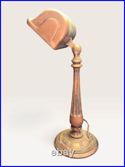 Antique Aladdin Model 0715 Copper Banker Desk Lamp Heavy Cast Base Piano