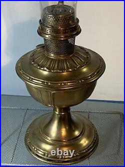 Antique Aladdin Model 11 Brass Table Kerosene Oil Lamp With Original Chimney (EY)