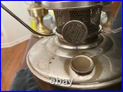 Antique Aladdin Model #11 Kerosene Nickel Lamp Base with Shade/Burner 1922-1928