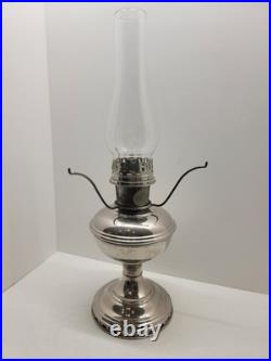 Antique Aladdin Model # 11 Nickel Kerosene oil Lamp with chimney & bracket USA