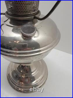Antique Aladdin Model # 11 Nickel Kerosene oil Lamp with chimney & bracket USA