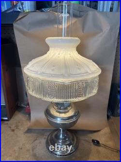 Antique Aladdin Model 11 Nickel Plated Lamp W Shade & Chimney Electrified