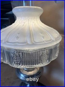 Antique Aladdin Model 11 Nickel Plated Lamp W Shade & Chimney Electrified
