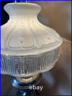 Antique Aladdin Model 11 Nickel Plated Lamp W Shade & Chimney Electrified