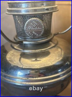 Antique Aladdin Model 11 Nickel Plated Lamp W Shade & Chimney Electrified