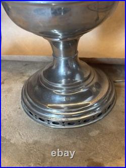 Antique Aladdin Model 11 Nickel Plated Lamp W Shade & Chimney Electrified