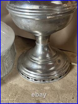 Antique Aladdin Model 11 Nickel Plated Lamp W Shade & Chimney Electrified