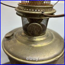 Antique Aladdin Model 11 Oil Lamp Converted to Electric with Blue Ribbed Glass