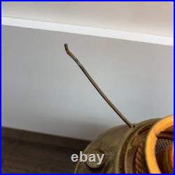 Antique Aladdin Model 11 Oil Lamp Converted to Electric with Blue Ribbed Glass