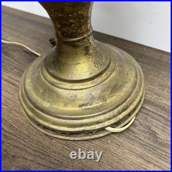 Antique Aladdin Model 11 Oil Lamp Converted to Electric with Blue Ribbed Glass