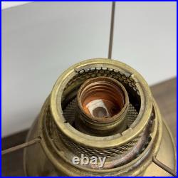 Antique Aladdin Model 11 Oil Lamp Converted to Electric with Blue Ribbed Glass