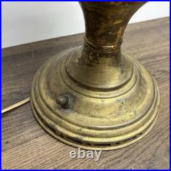 Antique Aladdin Model 11 Oil Lamp Converted to Electric with Blue Ribbed Glass