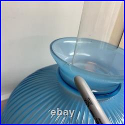 Antique Aladdin Model 11 Oil Lamp Converted to Electric with Blue Ribbed Glass