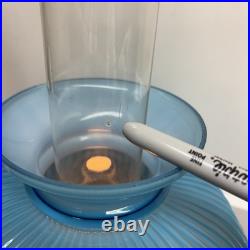 Antique Aladdin Model 11 Oil Lamp Converted to Electric with Blue Ribbed Glass