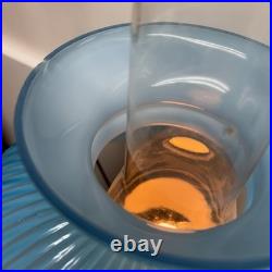 Antique Aladdin Model 11 Oil Lamp Converted to Electric with Blue Ribbed Glass