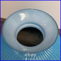 Antique Aladdin Model 11 Oil Lamp Converted to Electric with Blue Ribbed Glass