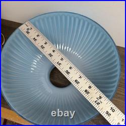 Antique Aladdin Model 11 Oil Lamp Converted to Electric with Blue Ribbed Glass