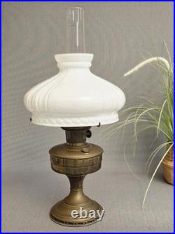 Antique Aladdin Model 12 Brass Oil Lamp Opaline Glass Shade Chimney England