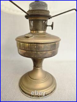 Antique Aladdin Model 12 Brass Oil Lamp Opaline Glass Shade Chimney England